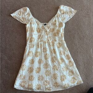 American Eagle Outfitters Cream and Tan Floral Mini Dress